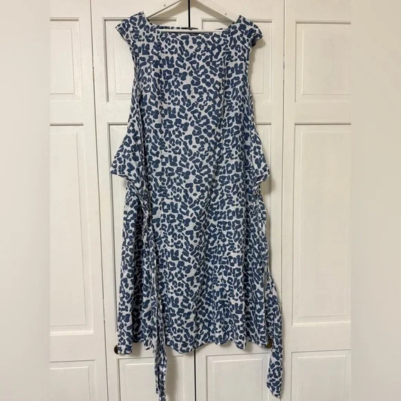 Piazza Del Tempio Italy Women's Leopard Print 100% Linen Dress Med Spring Beach - Picture 3 of 11